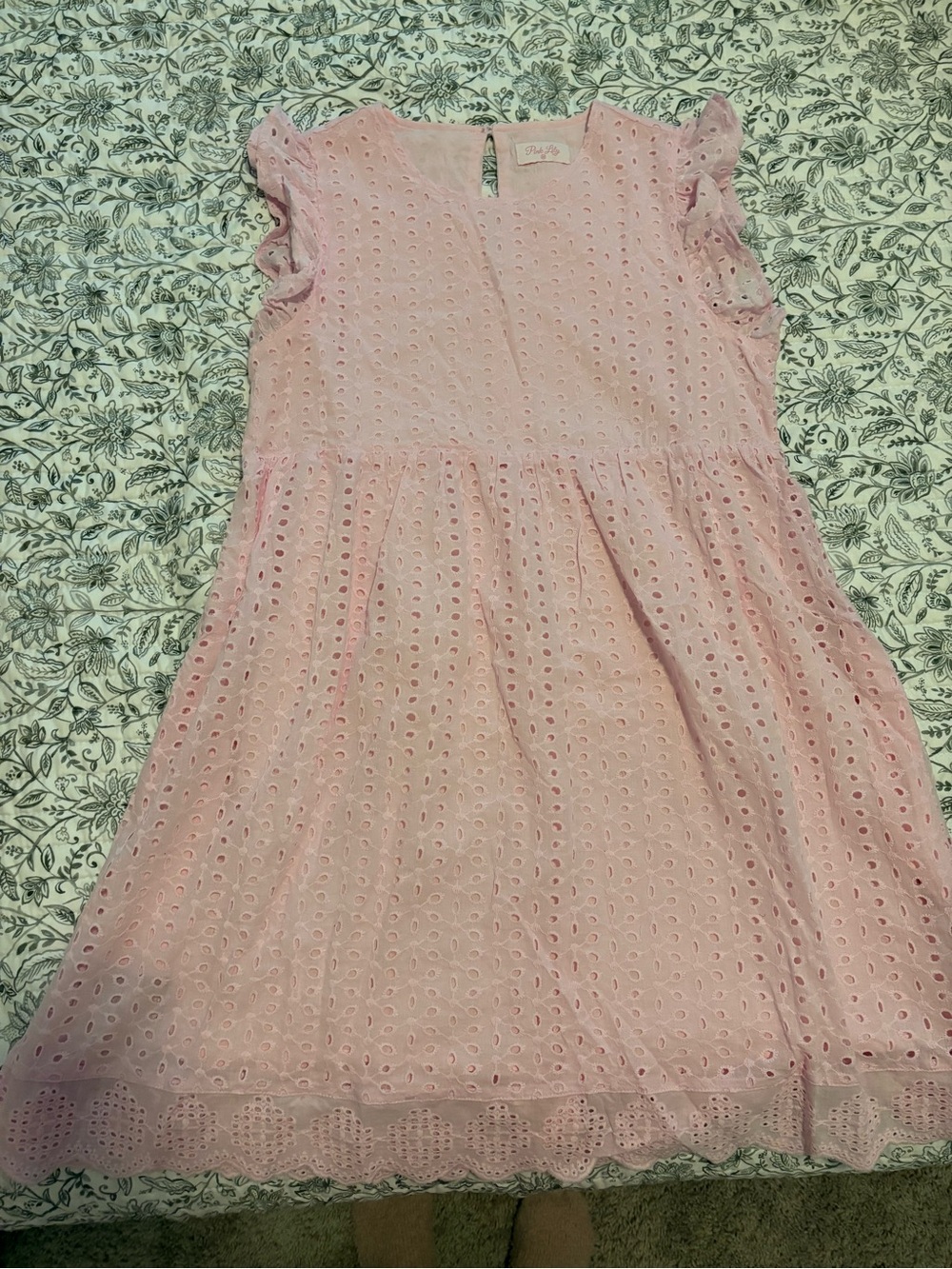 Pink Lily Light Pink Round Neck Lace Romper Dress
